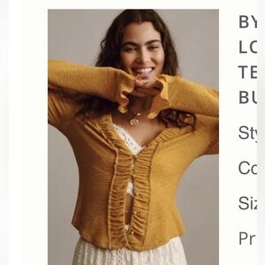 Long sleeved textured button down top by Anthropologie